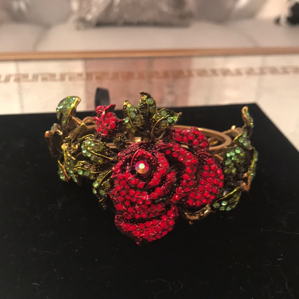 Leaf and rose bangle